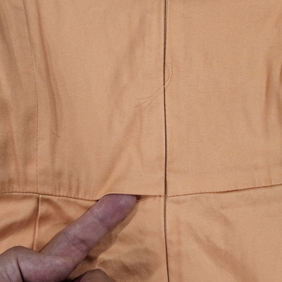 Donna Karan SZ 4 Light Orange Fit & Flare Sleeveless Midi Dress W/Pockets FLAWED - Picture 11 of 12